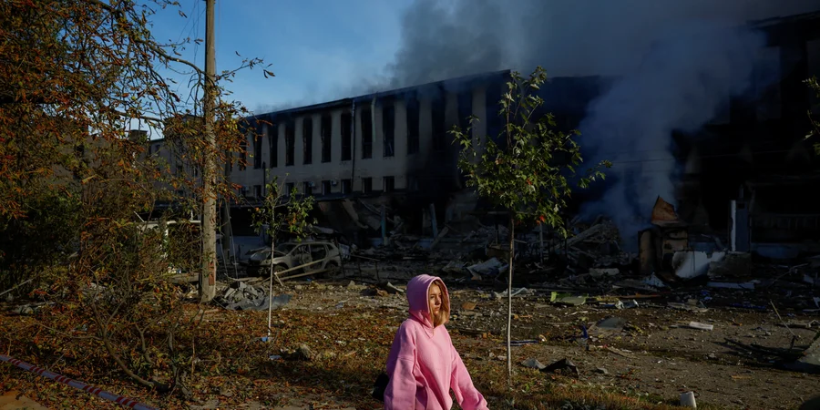 Russian drone attack sparks office fire in Kyiv district