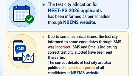 NEET PG 2026: NBEMS Clarifies Test City Allocation Error, Correct Details Sent To Candidates