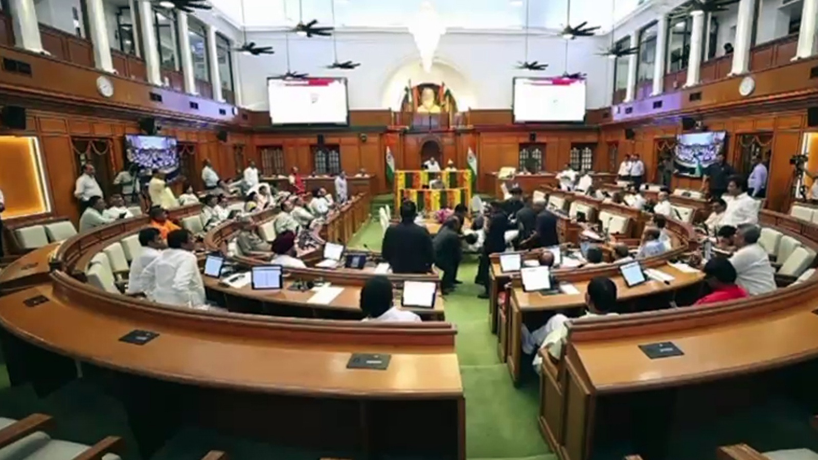 AAP stages protest in Delhi Assembly against rice ‘scam’, 8 MLAs marshalled out of House