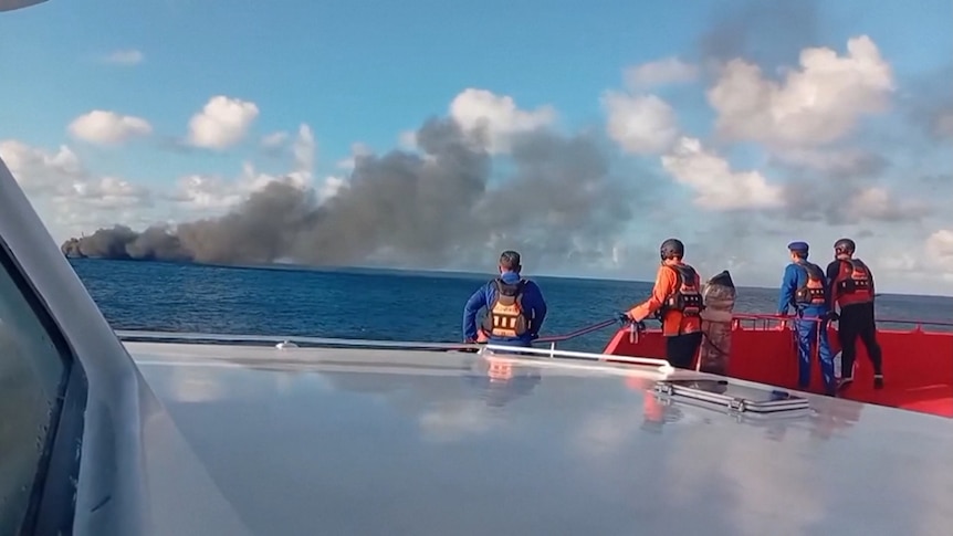 Bali ferry catches fire in rough seas off Lombok