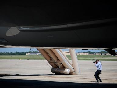 Inflatable slide deploys on Qatari-gifted Air Force One ahead of Trump's Dallas trip