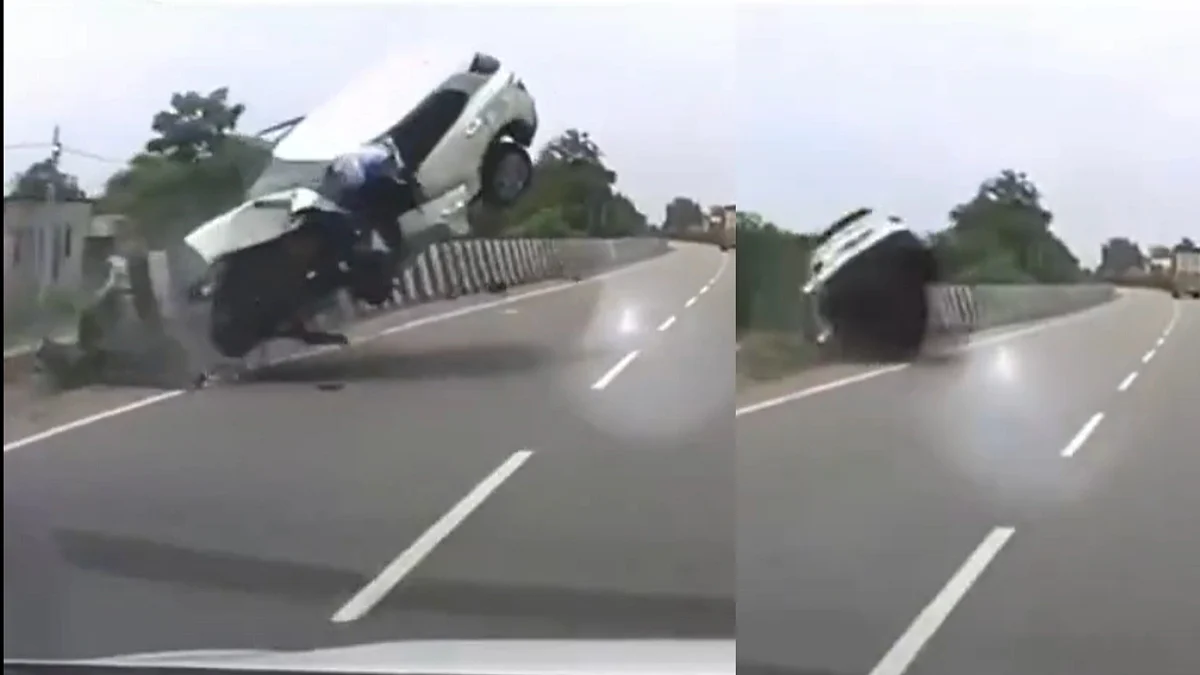 Dramatic Dashcam Footage Captures Devastating Crash As Speeding SUV Rams Into Divider Killing Atiq Ahmed's Son Aban