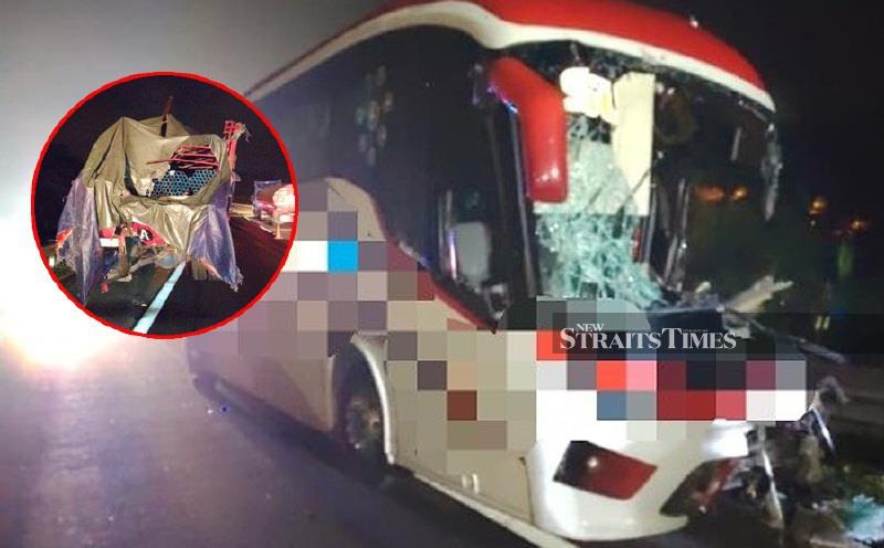 Six express bus passengers injured in collision with trailer
