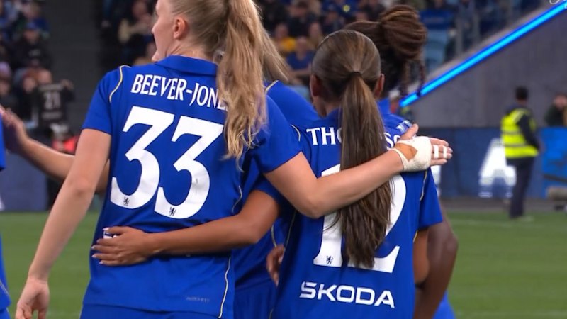 Chelsea star smashes the ball into the net