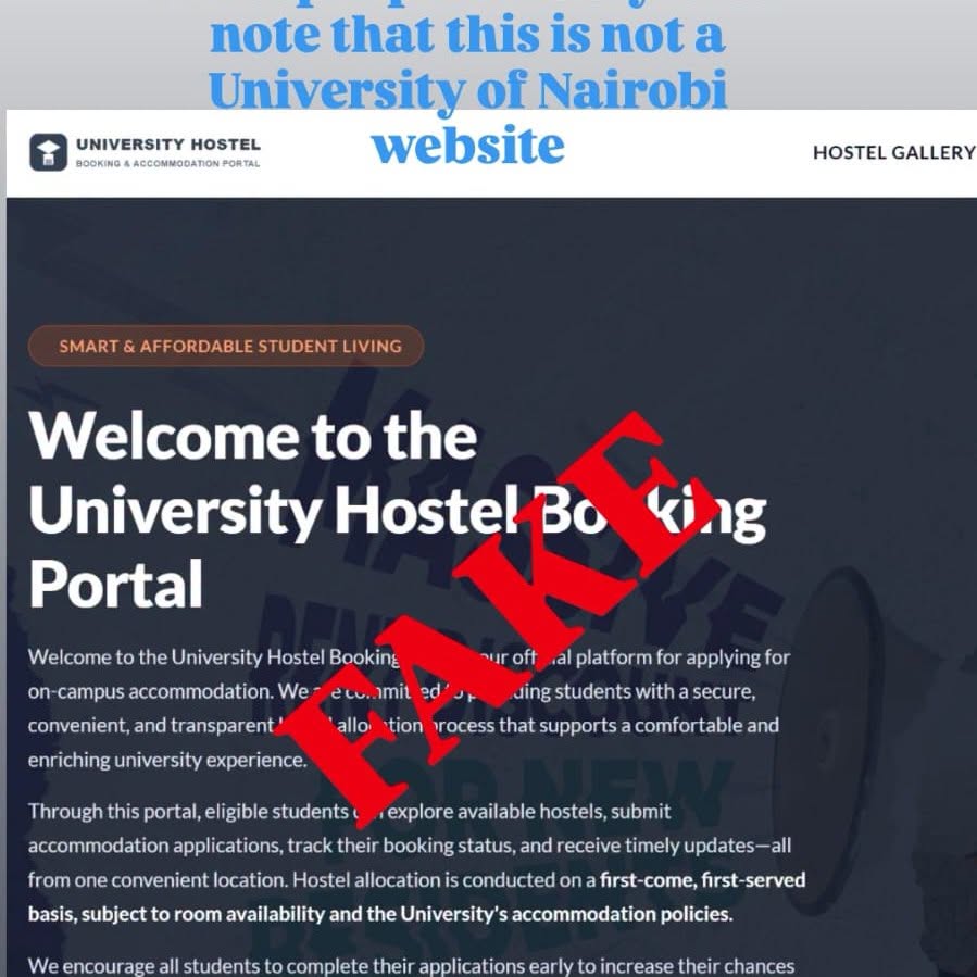 University of Nairobi Warns Freshers Against Fake Hostel Website Scam