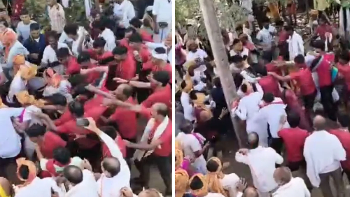 Two Groups Of Dak Kanwariyas Clash With Each Other Over 'Jalabhishek' Of Shivling In MP's Morena; Video Viral