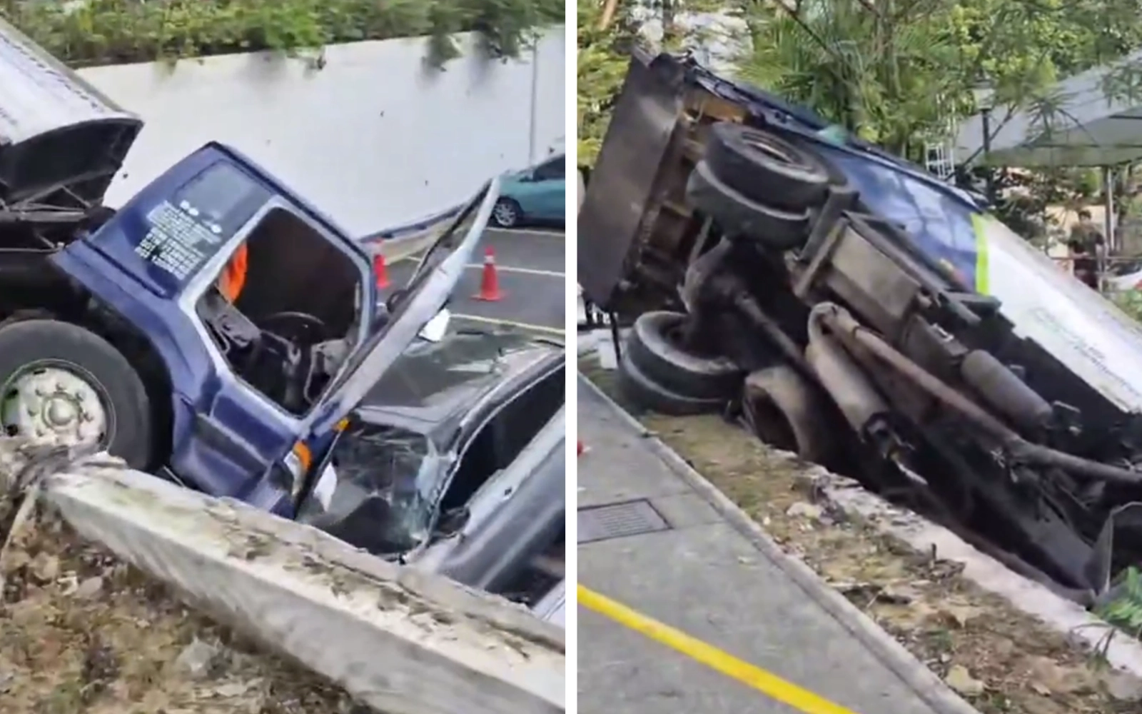 Garbage truck crashes into 3 parked cars at Pantai Hillpark