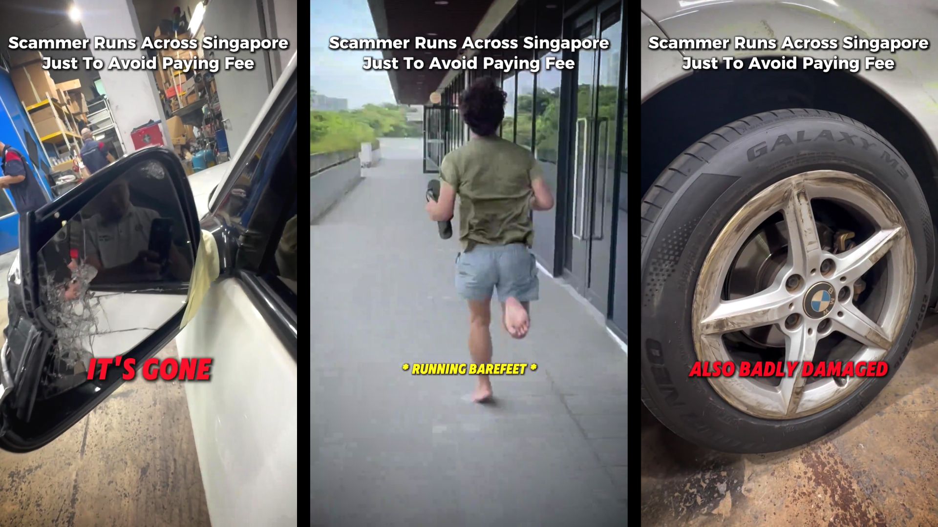 Man flees barefoot, refusing to pay S$5K charges for damaging BMW rental car in SG
