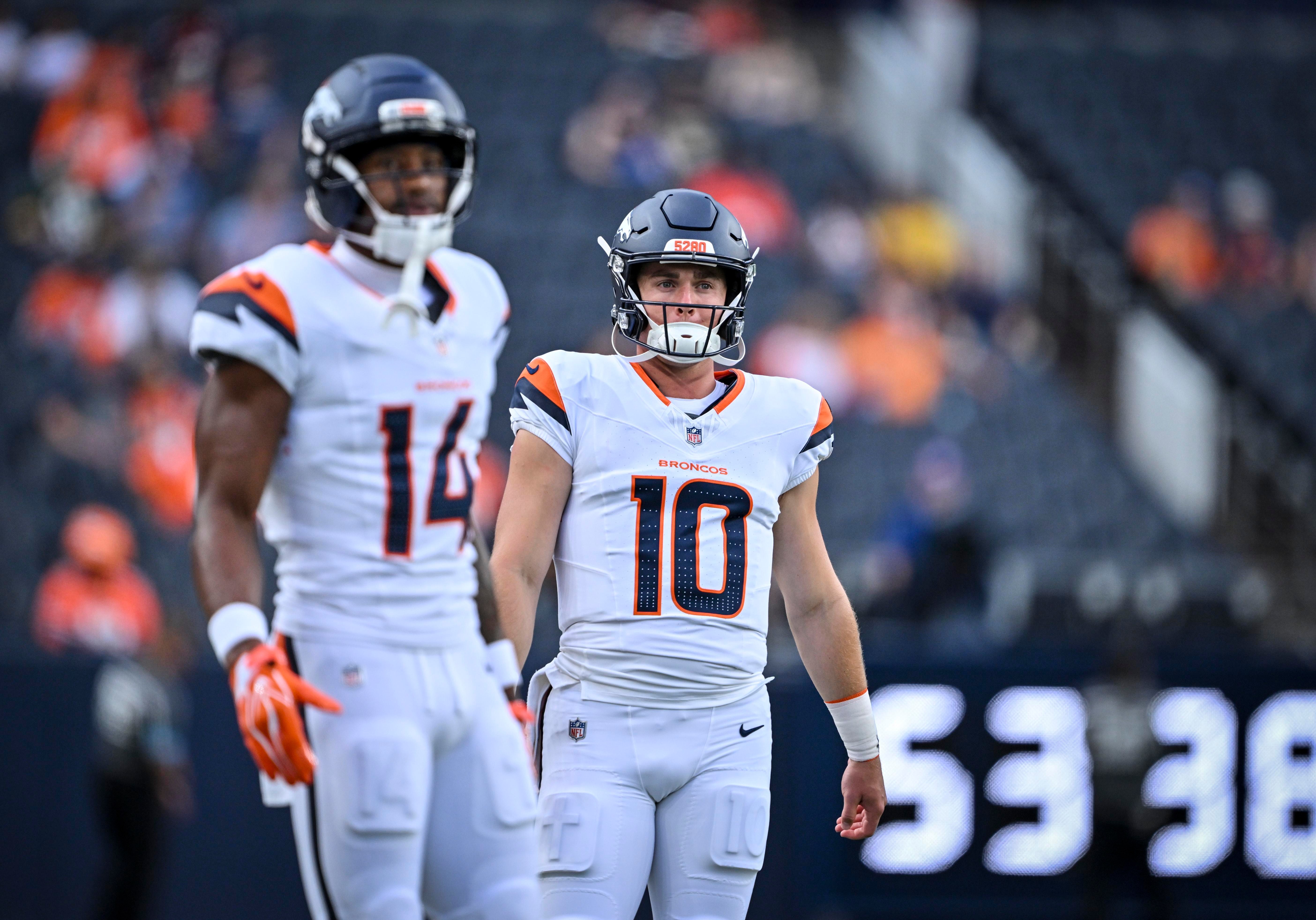 Bo Nix reacts to Courtland Sutton comparing him to a mountain lion