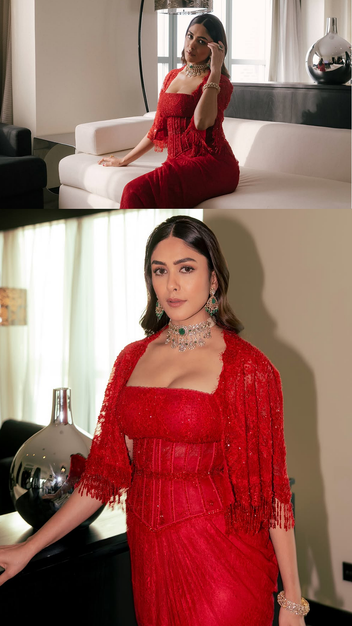 Mrunal Thakur Redefines Ethnic Chic In Crystal-Embellished Red Ensemble Worth ₹1.25 Lakh