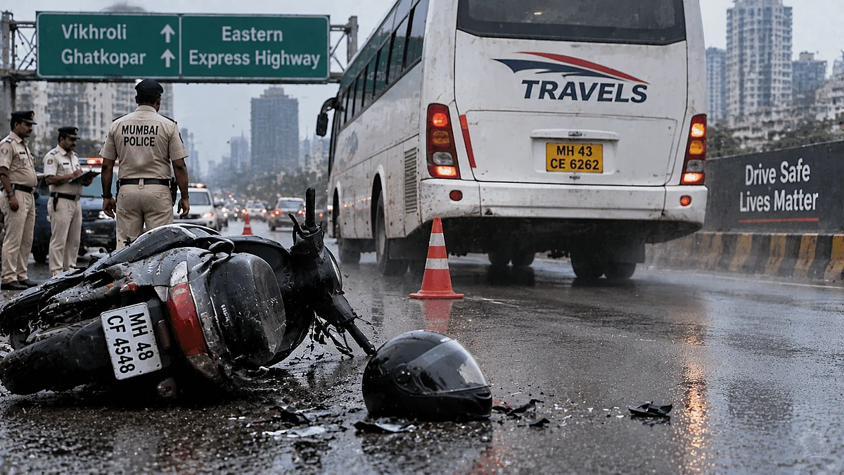 Restaurant Owner Killed After Speeding Travel Bus Runs Over Scooter On Eastern Express Highway In Vikhroli