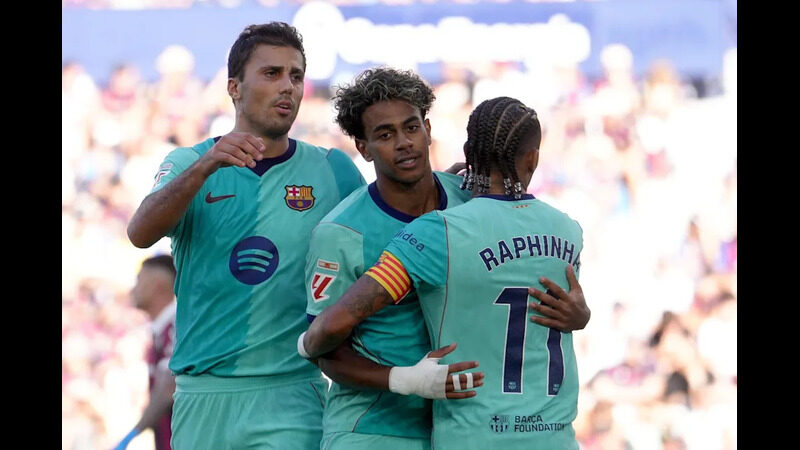 Yamal brace fires Barcelona to 4-2 win at Levante to extend La Liga lead