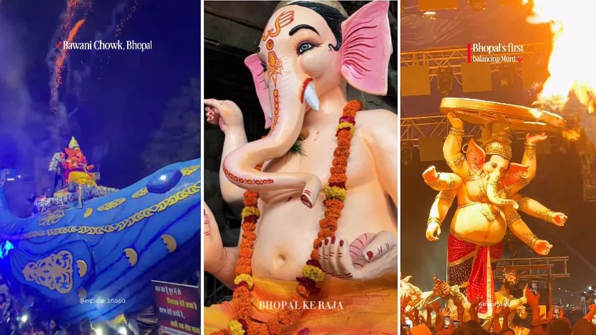 Ganesh Chaturthi 2026: From Ganesha Riding Giant Blue Whale To Balancing Bappa, Bhopal Displays Unique Idols | VIDEO