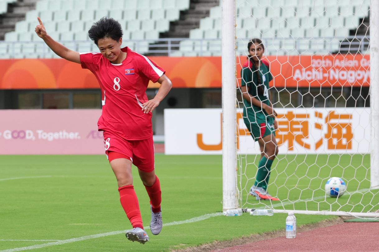 NK pounds Bangladesh to open women's football tournament at Asiad
