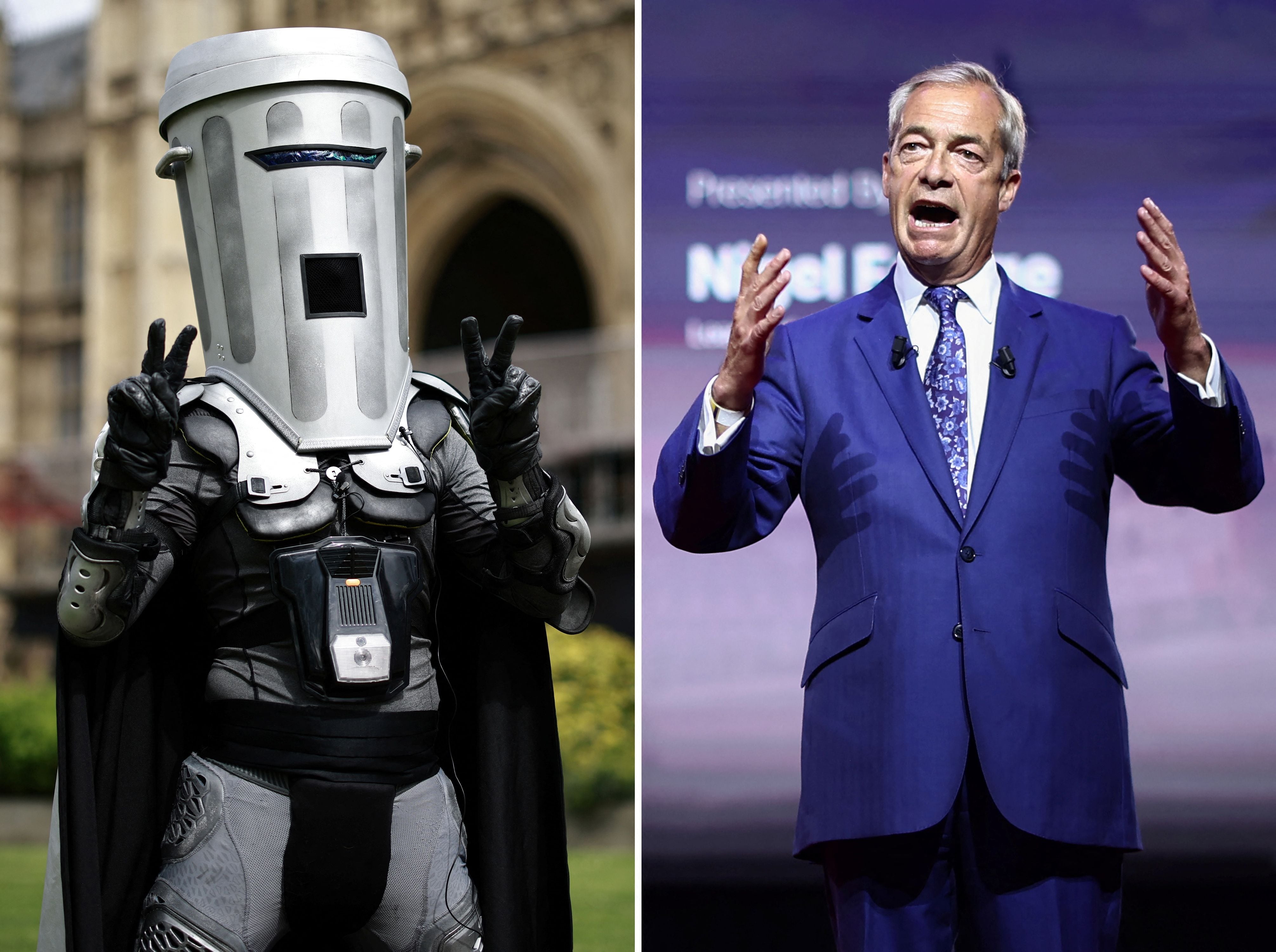 You're not from around here, are you? Farage tests mettle against Binface, the ultimate migrant