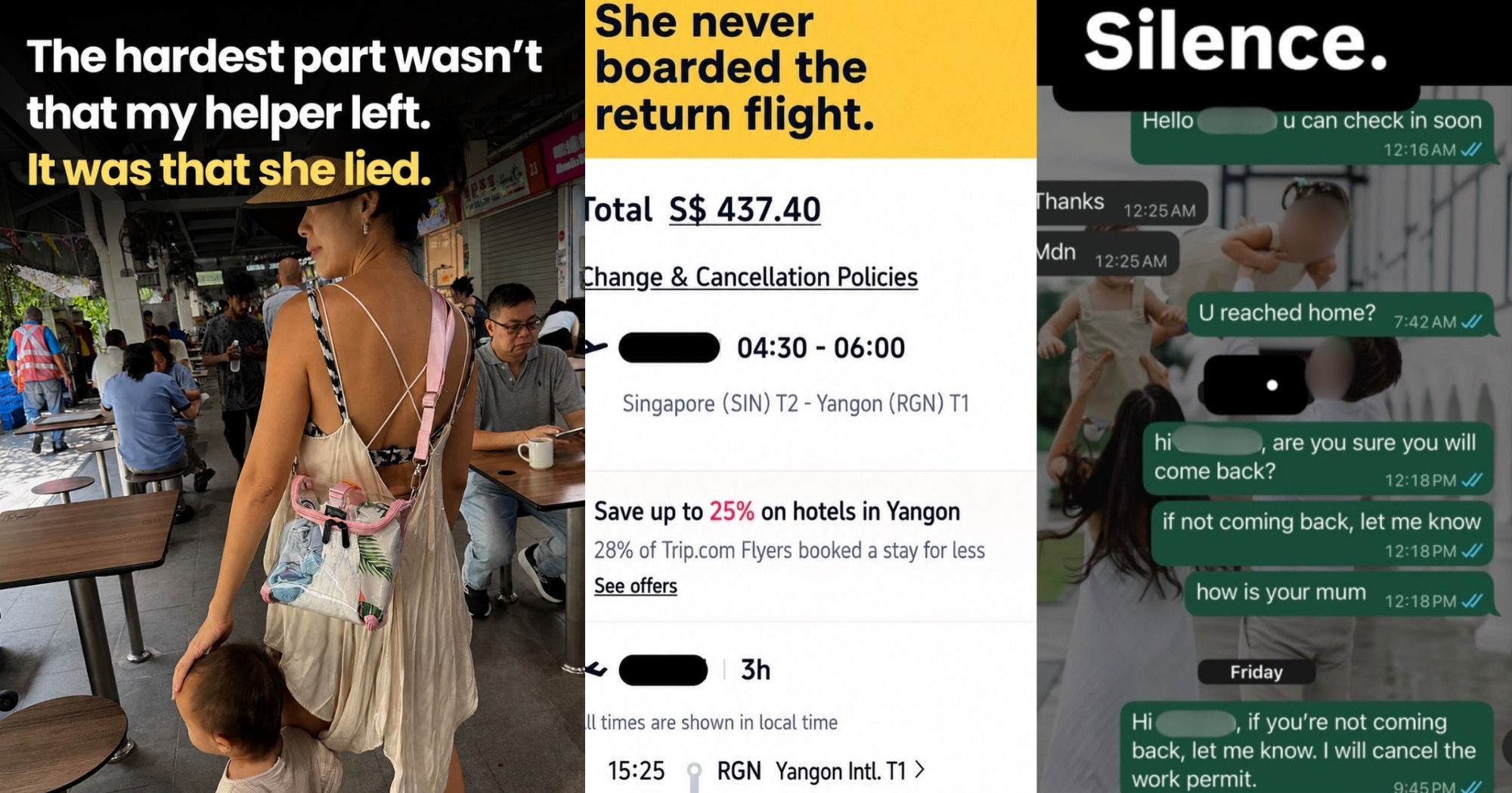 S'pore woman, 37, books helper's 2-way flight to visit sick mother, she allegedly becomes uncontactable afterwards