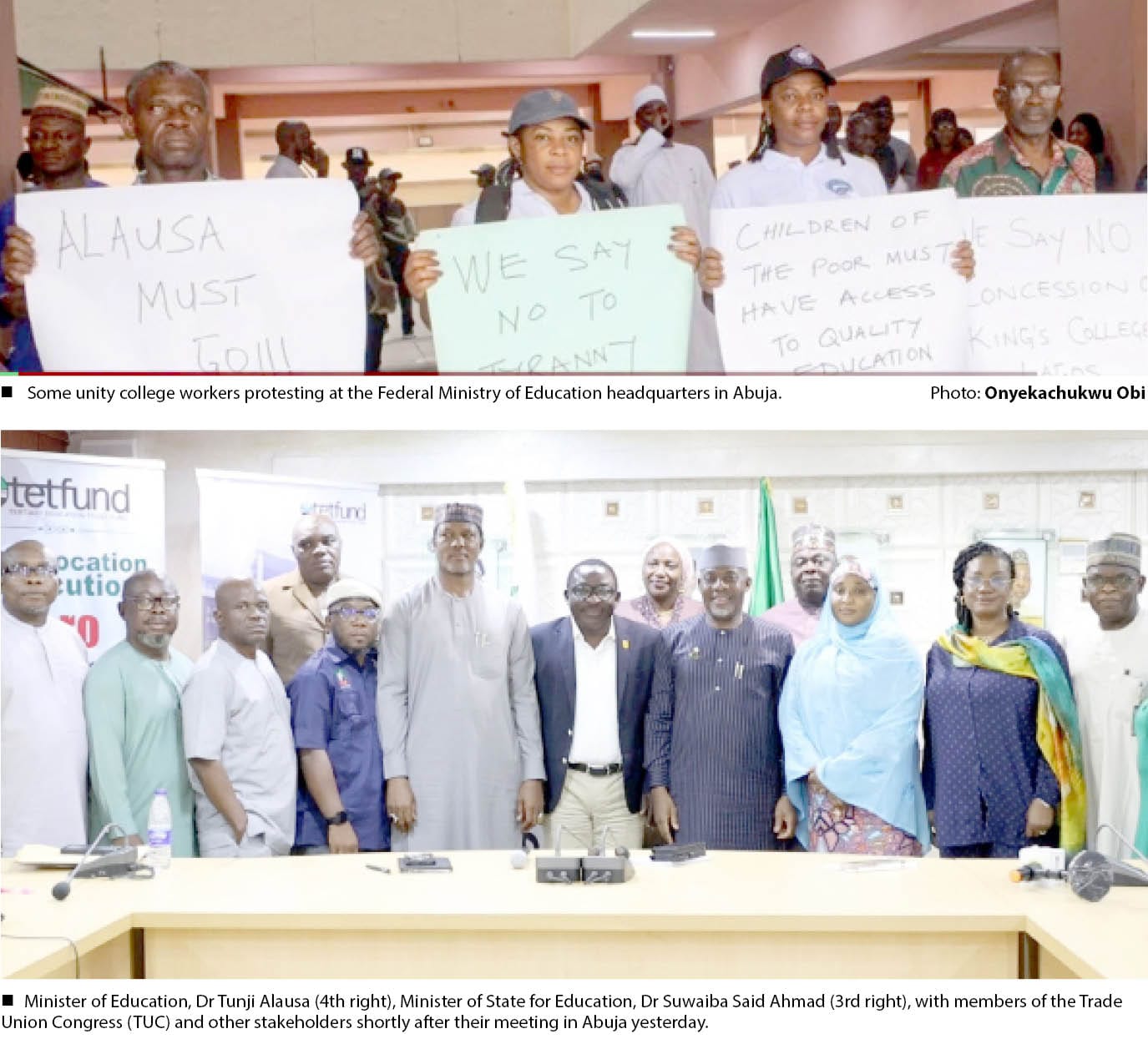 FG, unity schools face-off