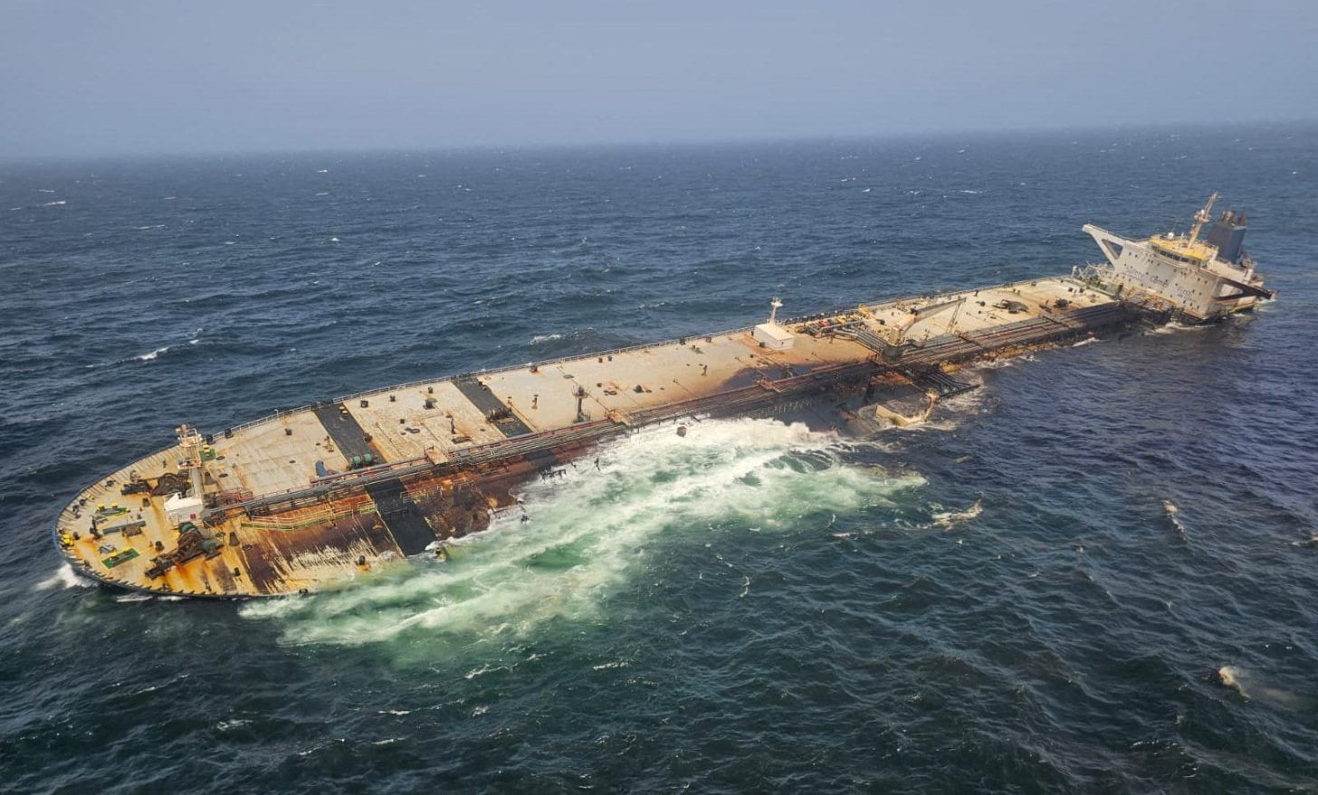 Salvage team boards stricken tanker Caroline Bezengi as oil slick hits Oman coast