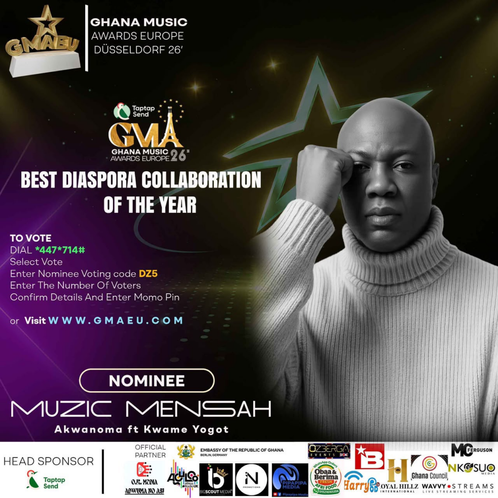 Ghanaian musician Muzic Mensah earns two Ghana Music Awards Europe nominations