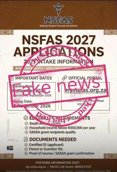 NSFAS warns students about fake application dates and funding claims