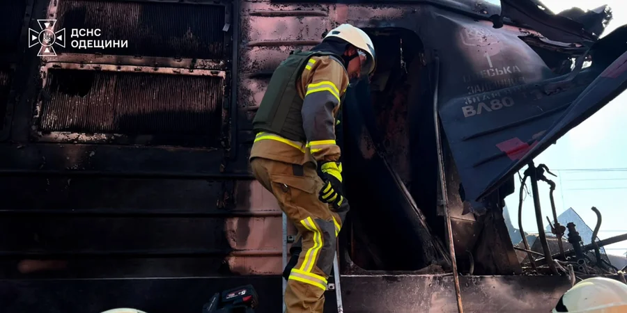 Photos capture destruction after Russian drone strikes passenger train in Odesa Oblast