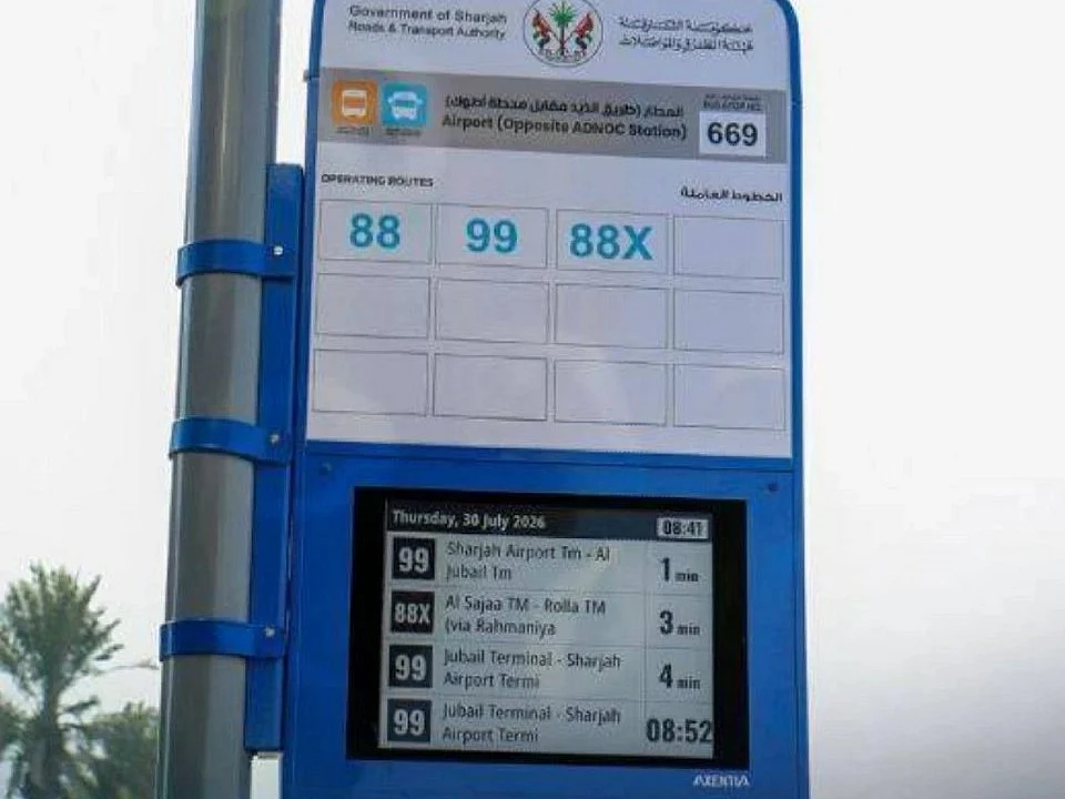 Sharjah launches real-time bus arrival information screens