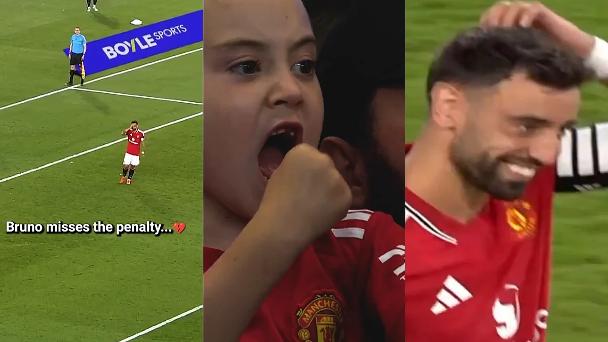 Bruno Fernandes Left Red-Faced After Horror Penalty Gaffe Against Leeds; Young Fan's Reaction Goes Viral | VIDEO