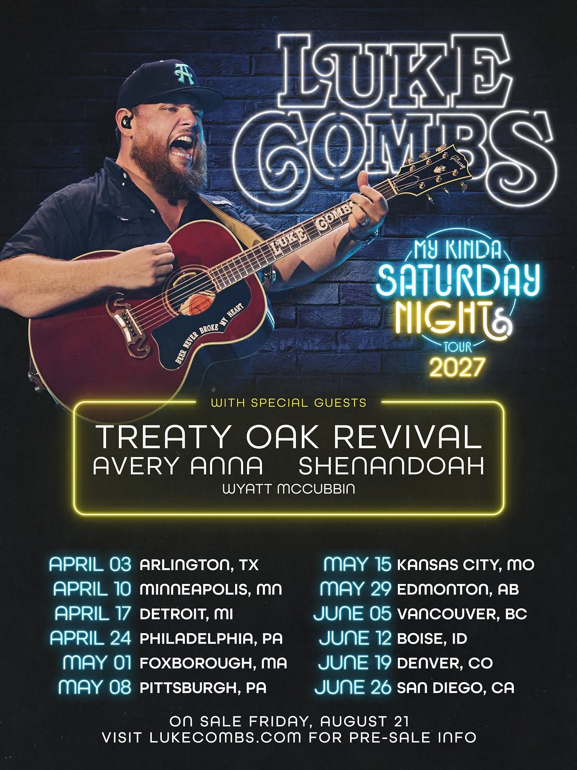 Luke Combs Announces 2027 Stadium Tour Dates in North America