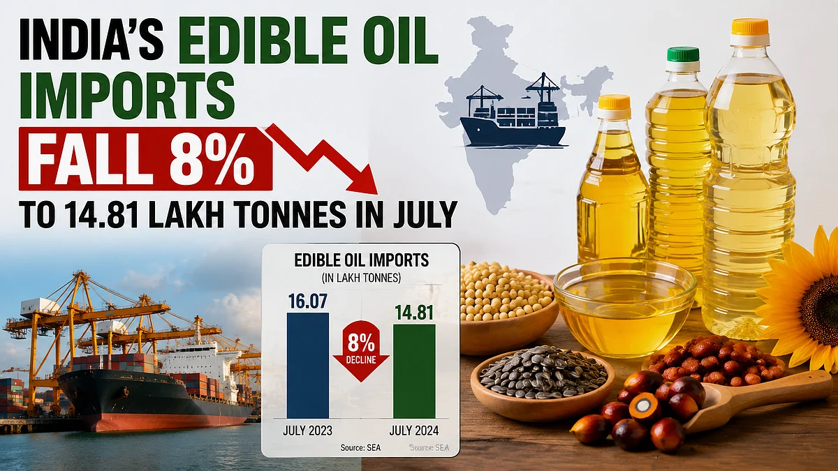 India's Edible Oil Imports Fall 8% To 14.81 Lakh Tonnes In July: SEA Data