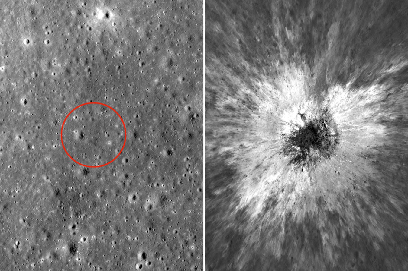 Asteroid hit the moon and flung rocks 120 kilometres from the crater