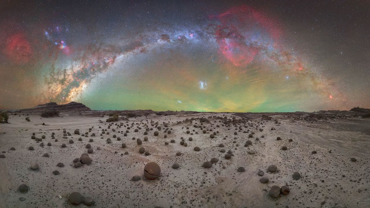 "This photo captures the first full Milky Way arch ever taken at this location," revealing the night sky over Argentina's UNESCO site, a landscape shaped over 200 million years and home to Earth's only complete Triassic record
