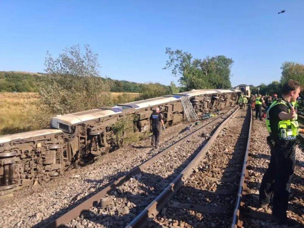 Two seriously injured after train derails in southern England