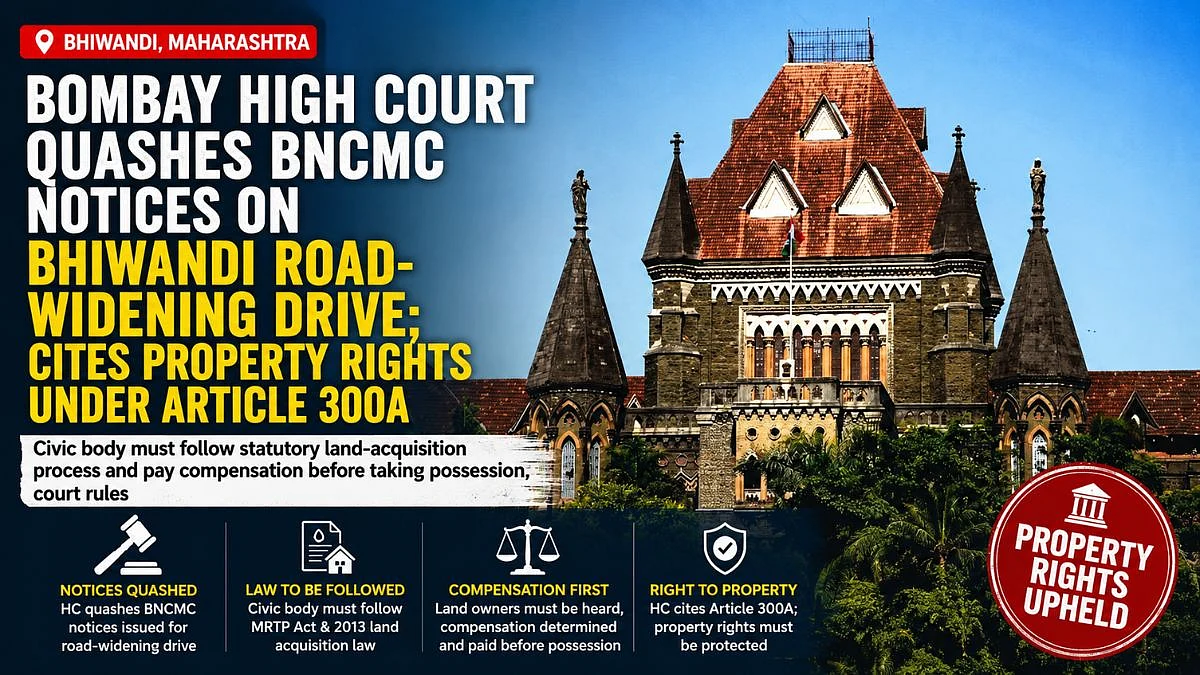 Bombay HC Quashes BNCMC Notices On Bhiwandi Road-Widening Drive; Cites Property Rights Under Article 300A