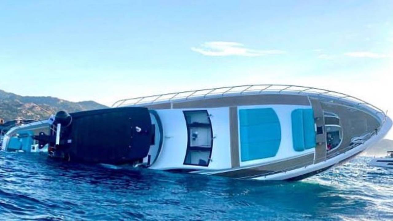 £3.8m superyacht Angiola II sinks off Sardinia after fire, 14 rescued
