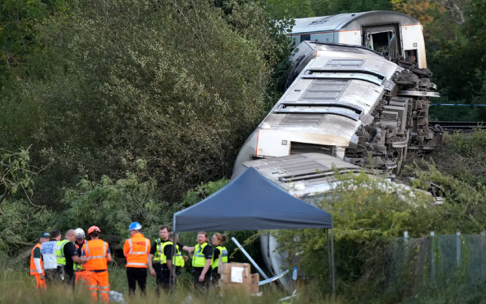 Two severely injured as train derails in southeast England