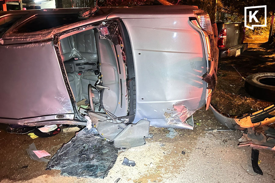 Former health official taken to hospital after pickup overturns in Phatthalung
