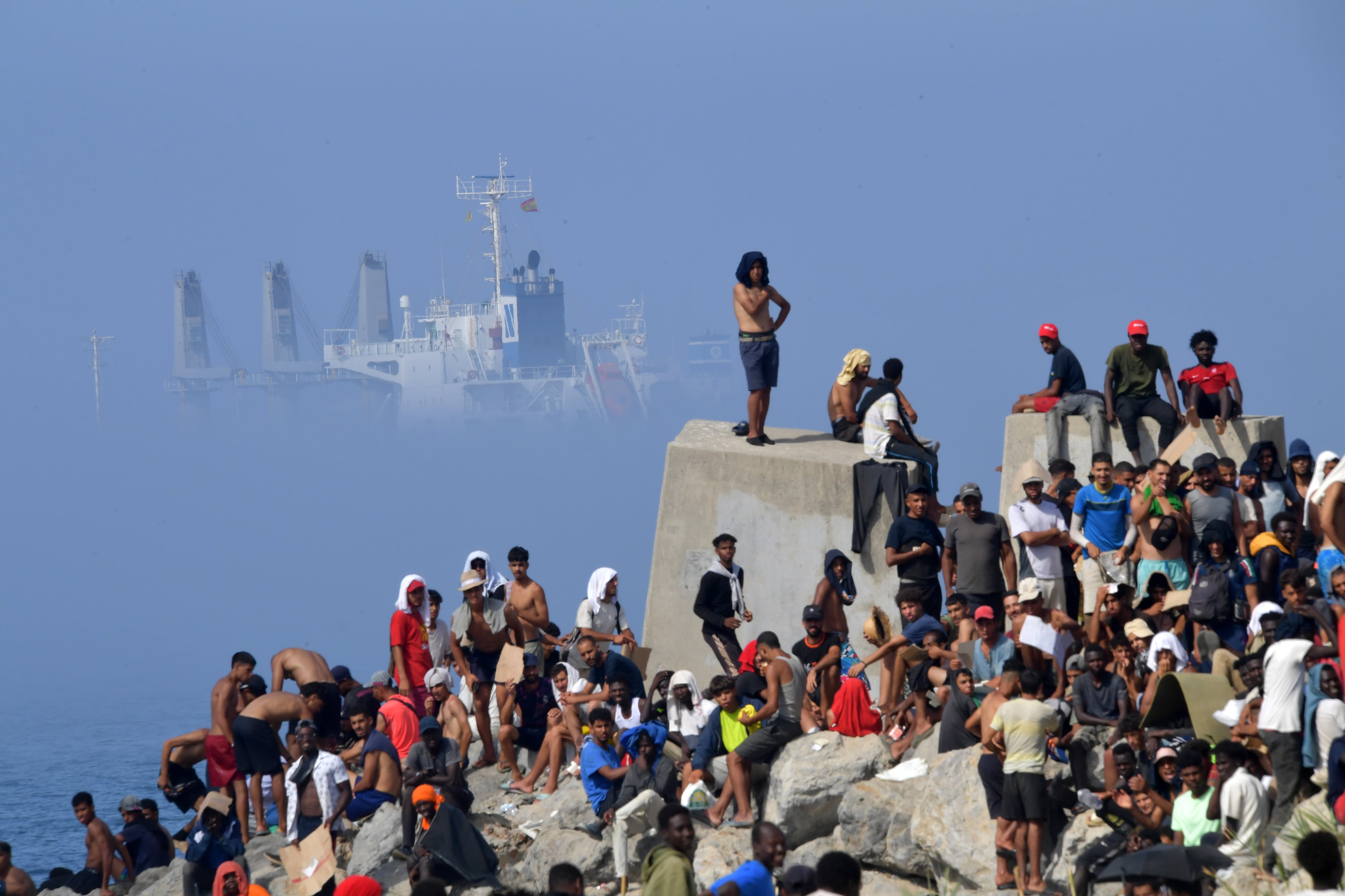 Morocco deploys hundreds of police and military at the border amid calls for a new mass crossing