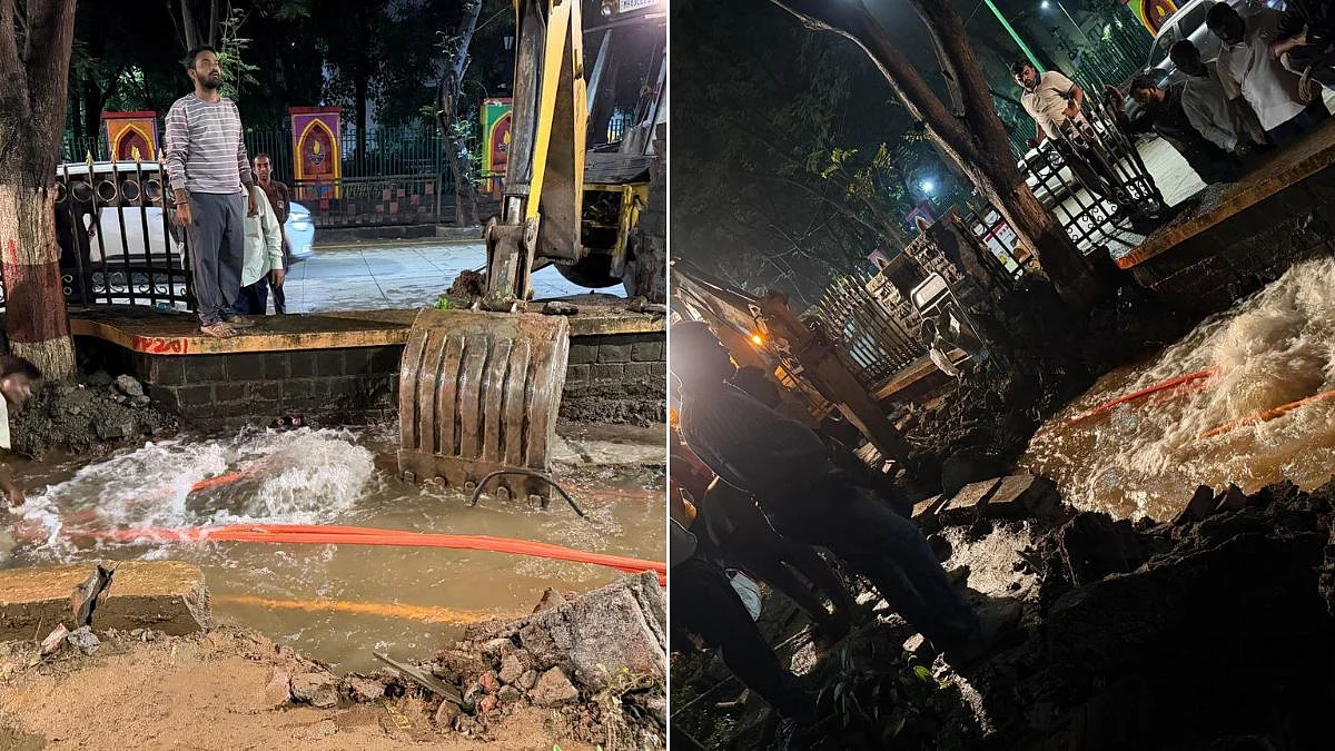 Mumbai Water Supply Alert: Major Leak Detected In 3000-mm Mumbai-III Pipeline Near Thane’s Teen Hath Naka | Video