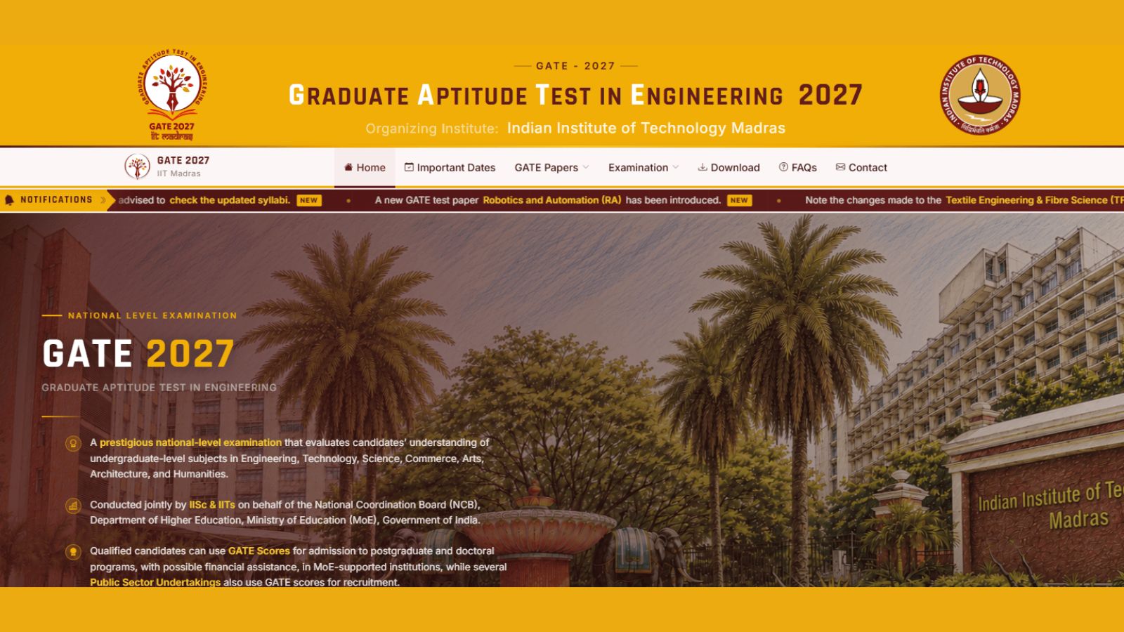 GATE 2027 registration postponed, applications to begin August 27: Check revised schedule