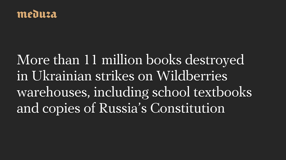 More than 11 million books destroyed in Ukrainian strikes on Wildberries warehouses, including school textbooks and copies of Russia’s Constitution