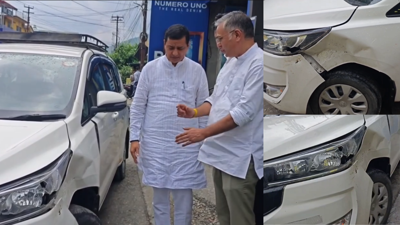 BJP MP Anil Baluni has narrow escape as boulder crashes onto car near Rishikesh