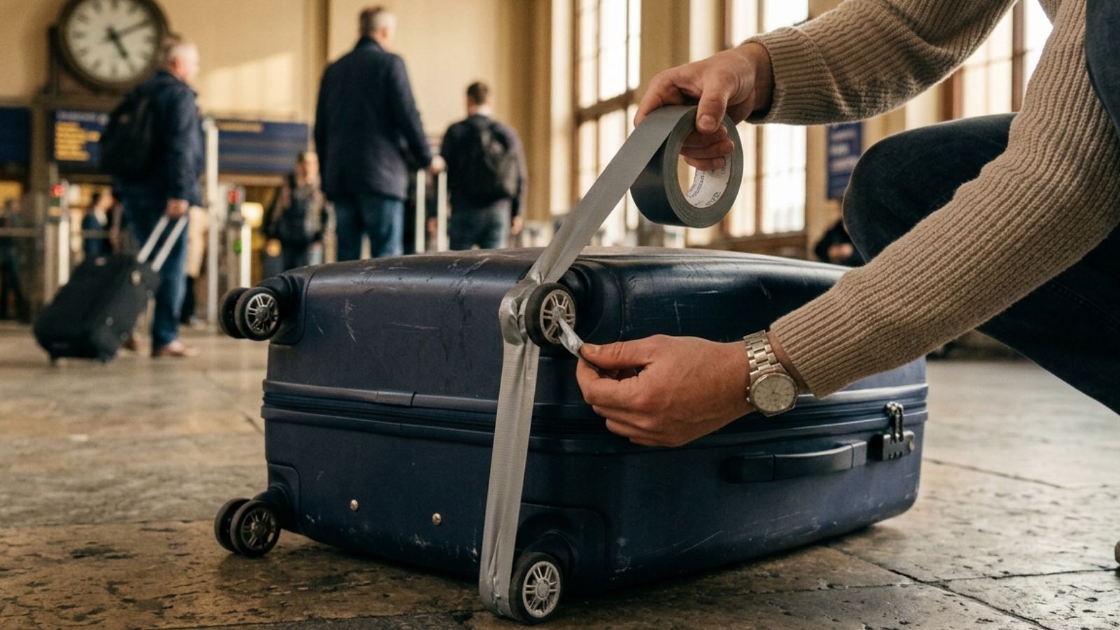 Why travellers are taping suitcase wheels before heading to the airport