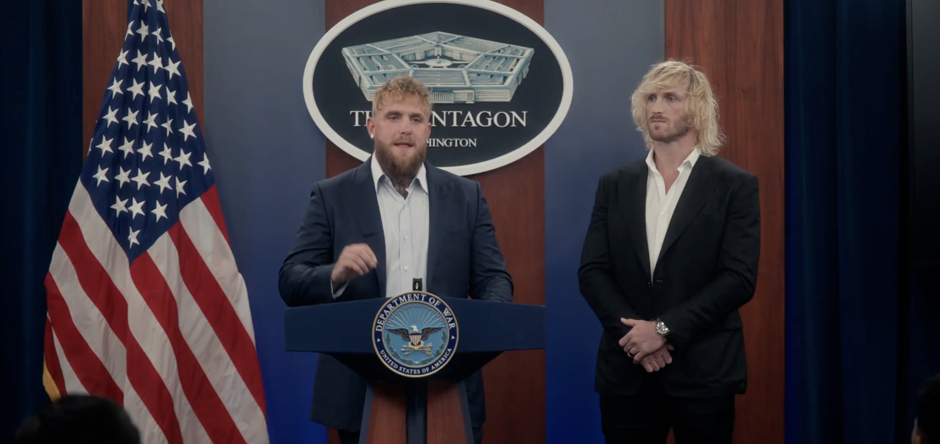 Jake & Logan Paul Address Troops At The Pentagon