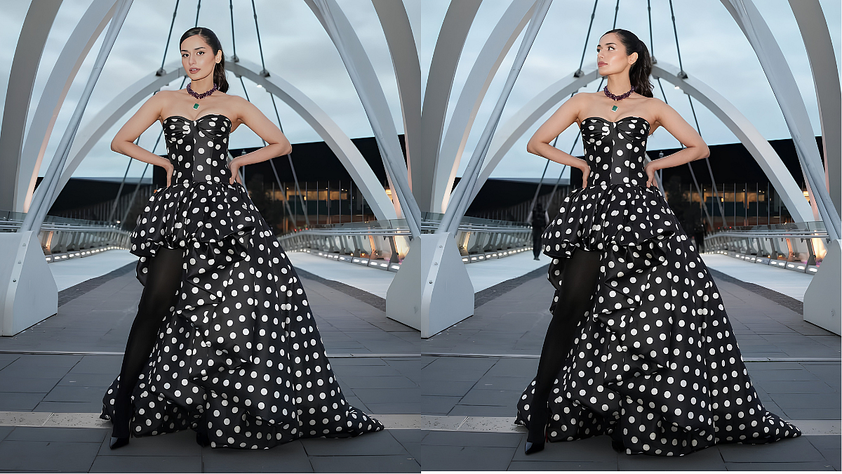 Manushi Chhillar Wows In Dramatic Polka-Dot Gown, Emerald Pendant At Indian Film Festival Of Melbourne In Polka