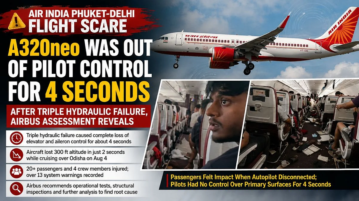 Air India Phuket-Delhi Flight Scare: A320neo Was Out Of Pilot Control For 4 Seconds After Triple Hydraulic Failure, Airbus Assessment Reveals