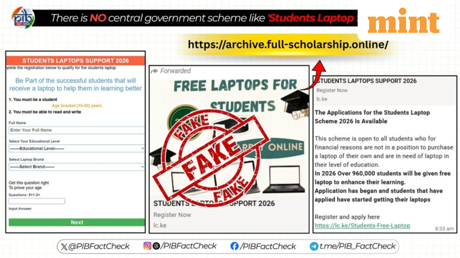 Did ‘government of India’ invite applications for free laptops? PIB Fact Check debunks social media posts