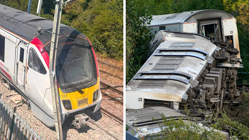 ‘Swung wildly’: Second UK train derails in as many days amid heatwave