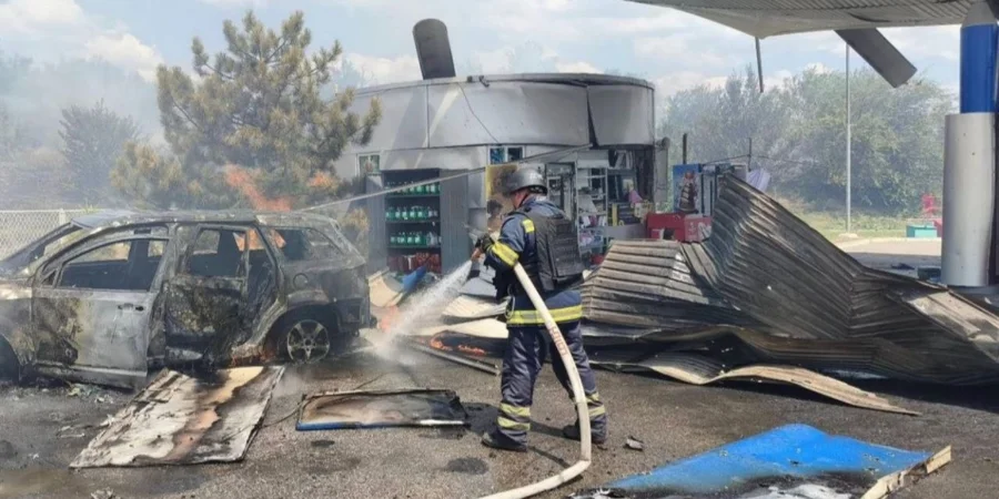 Russian drone kills family members at gas station