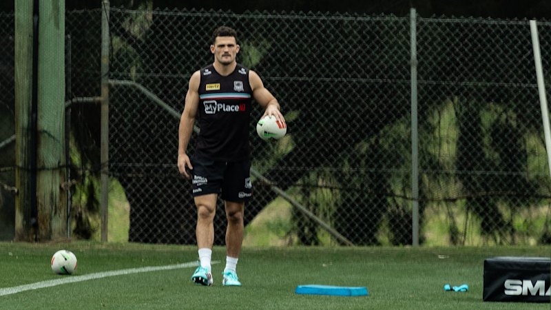 Look away, Knights fans: Cleary ditches moon boot for footy boots at Panthers training