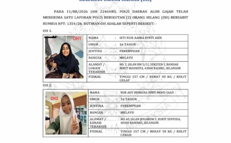 Two girls missing from Melaka MRSM found in KL